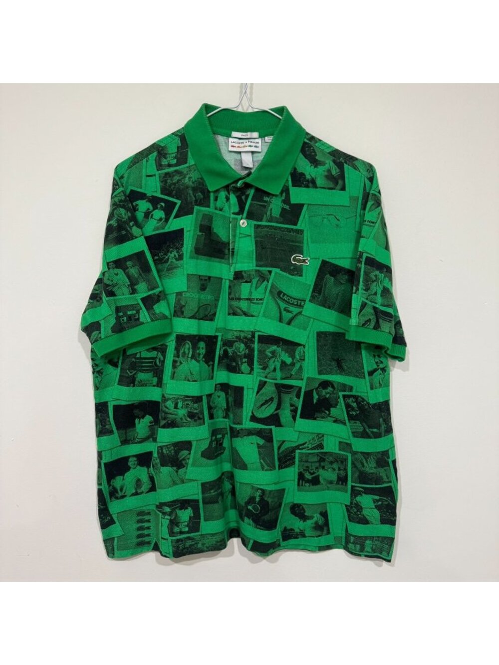 Lacoste x Polaroid Loose Fit Pique Cotton All Over Print Photo Polo Shirt S